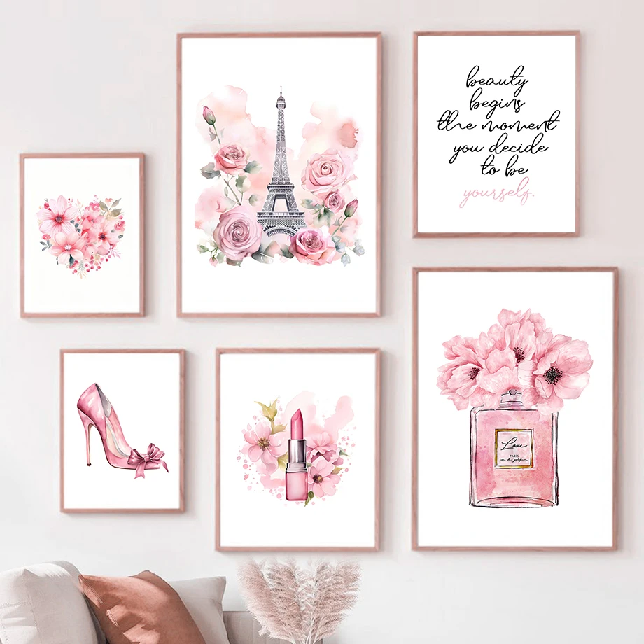 Paris Fashion Art Poster Pink  - Home Fragrance Bottle ulasan dan harga